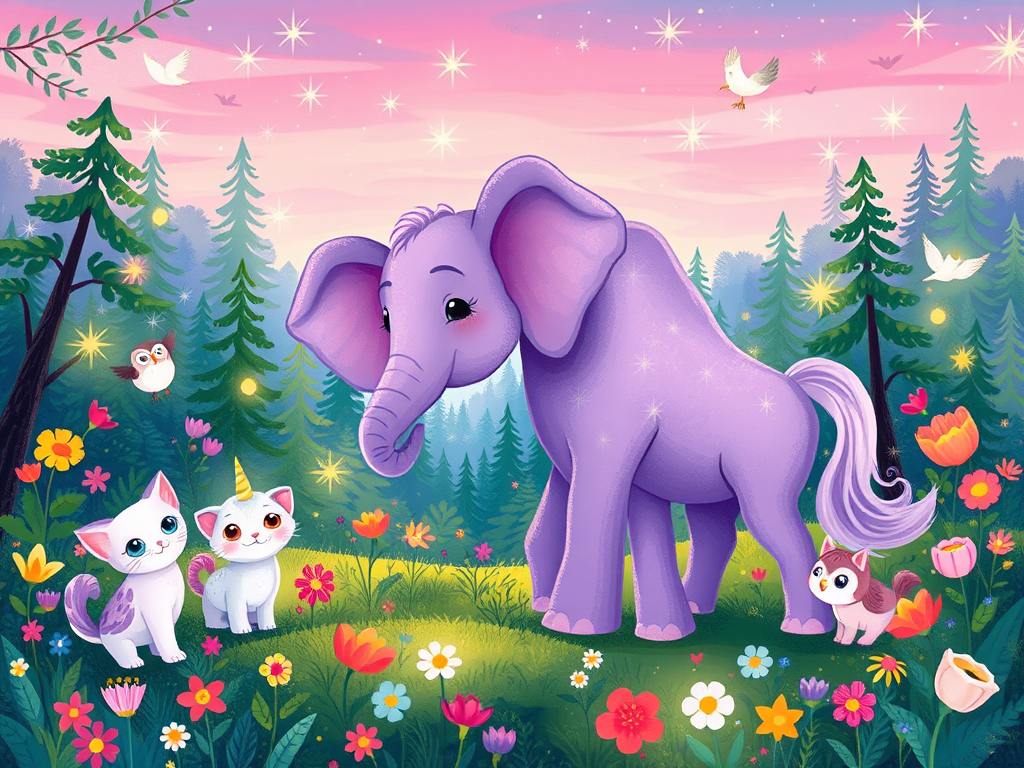 Ella the Purple Elephant and Sparkle the Unicorn