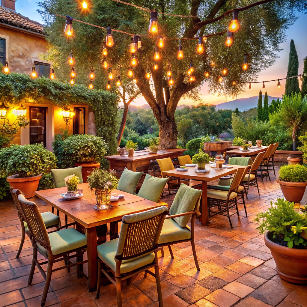 Romantic Outdoor Italian Restaurant Ambiance