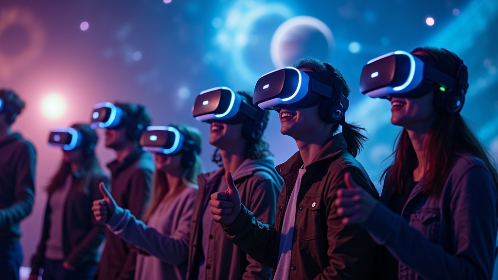 Jugadora explorando mundos increíbles con las experiencias de realidad virtual de Virtua Barcelona