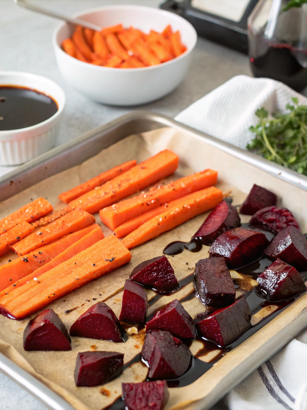 Step-by-Step Instructions for Balsamic Roasted Beets and Carrots