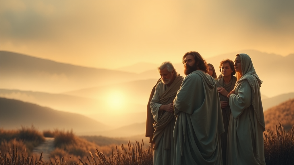 고난 속에서도 신뢰와 인내를 상징하는 종교적 장면