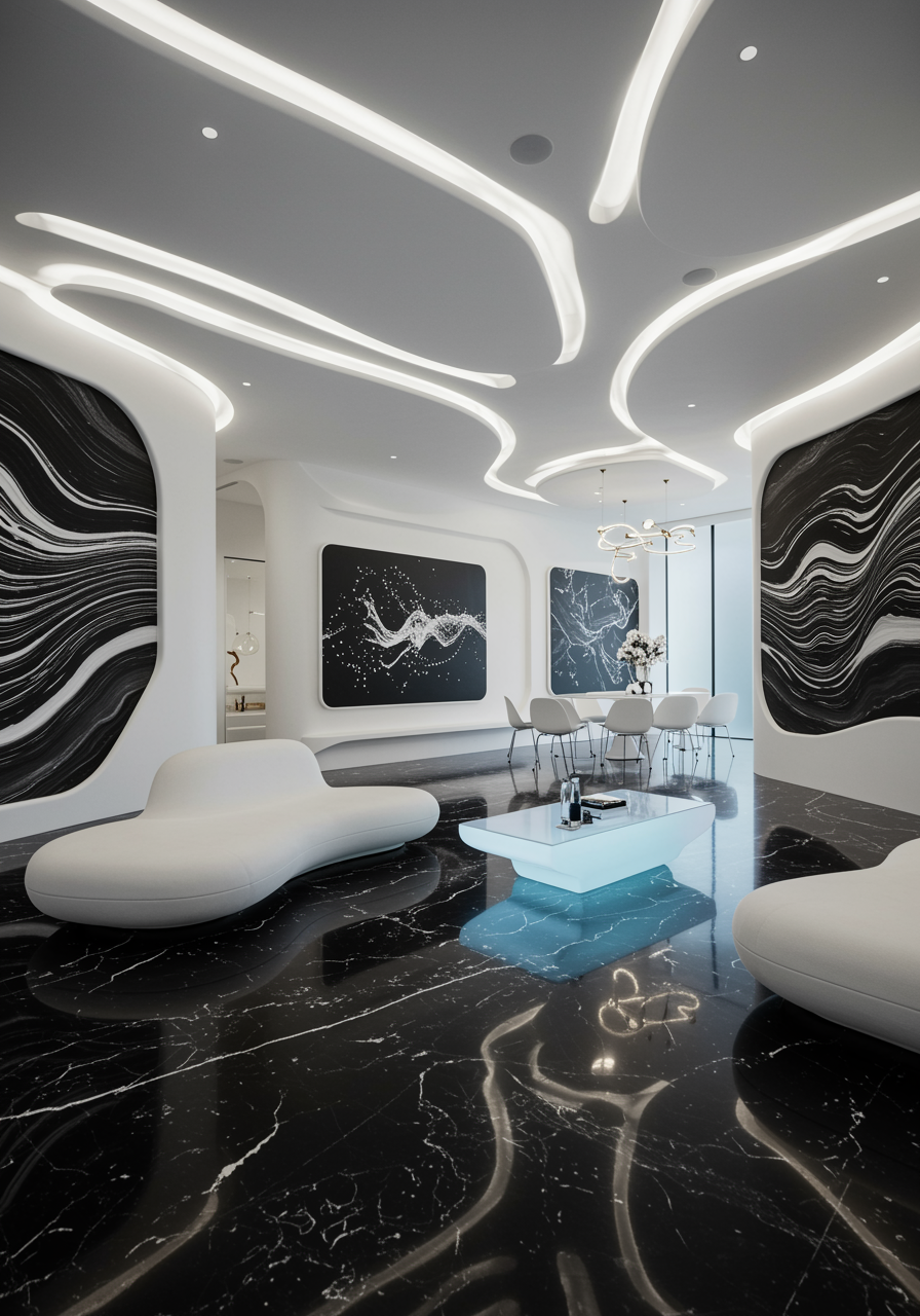black and white interior design