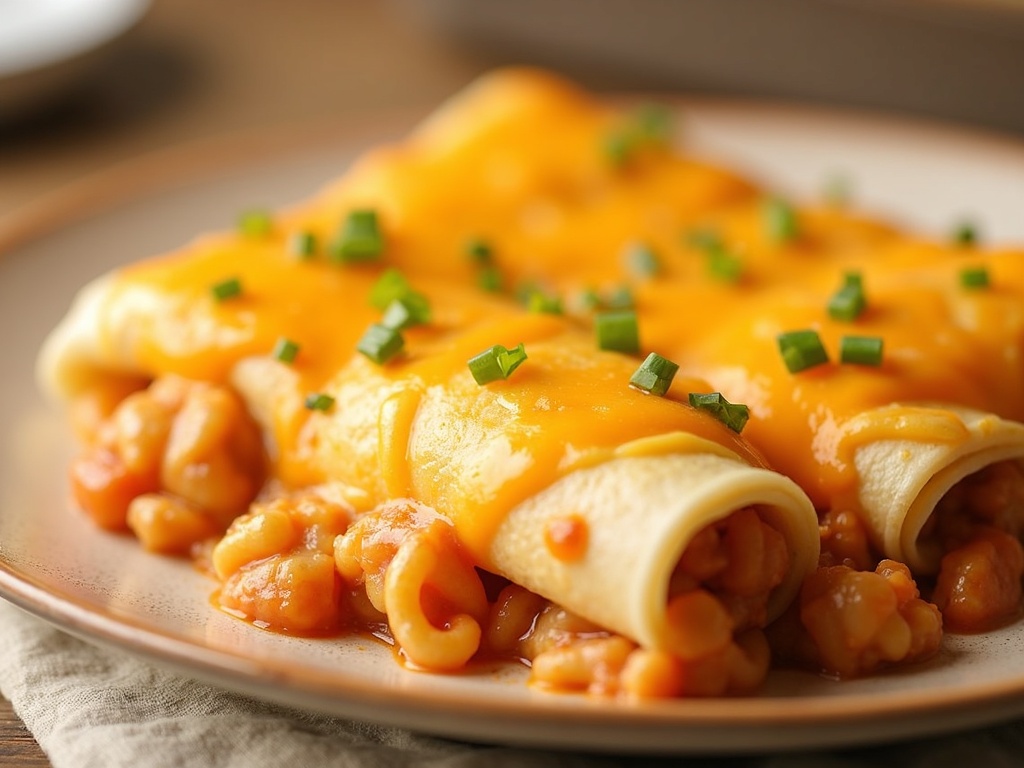 Cheesy chicken enchiladas on a plate