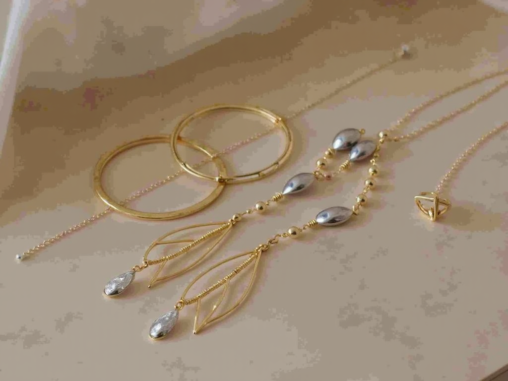 Stainless steel jewelry on display