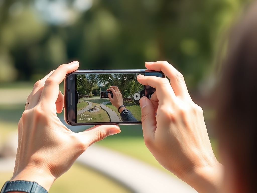 یک فرد در حال عکاسی با گوشی هوشمند در نور طبیعی، نشان‌دهنده عکاسی برای مبتدیان.