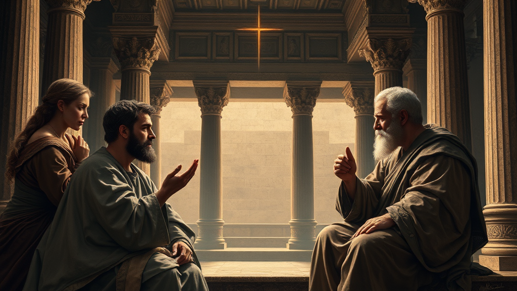 성경의 공의와 책임을 상징적으로 표현한 장면