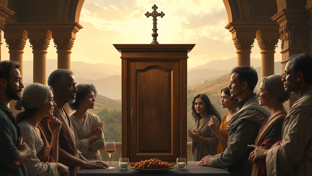 와인 냉장고 주변에서 대화하고 있는 모습