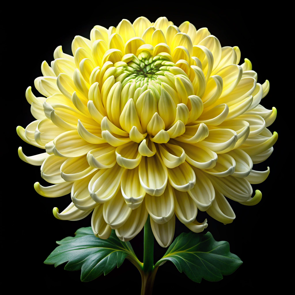 Vibrant Yellow Chrysanthemum Flower with Green Details