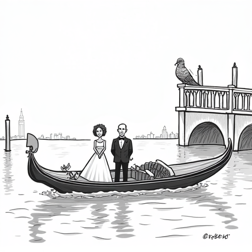 Jeff Bezos and Lauren Sánchez Celebrate Wedding in Venice single-panel cartoon