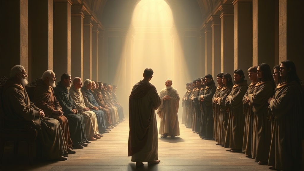 깊은 대화가 오가는 고전적 공간, 이사진 교체를 암시하는 장면과 무게 있는 표정의 인물들