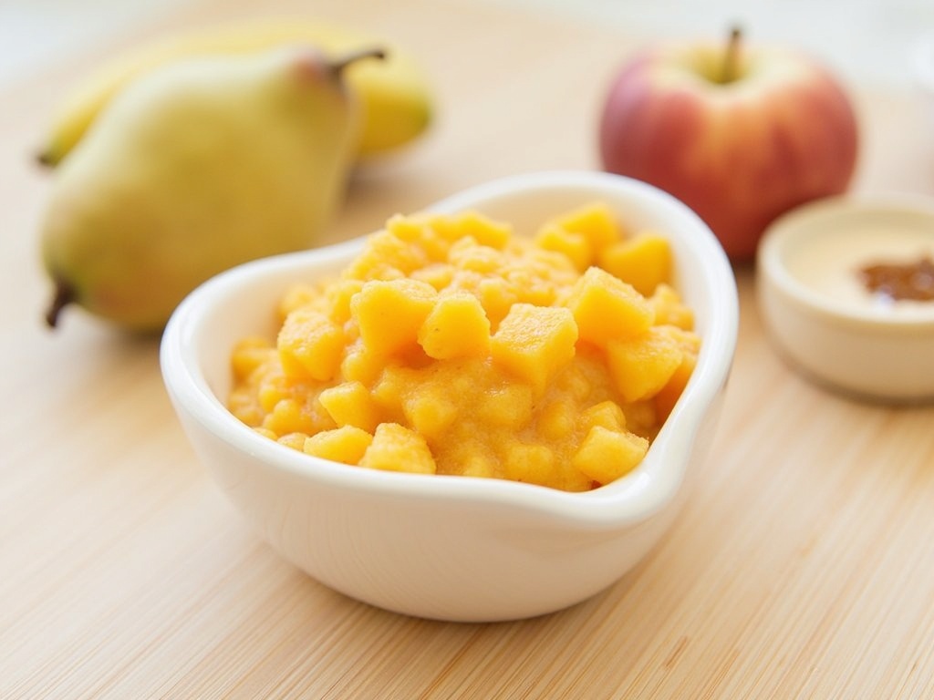 Textured baby fruit puree