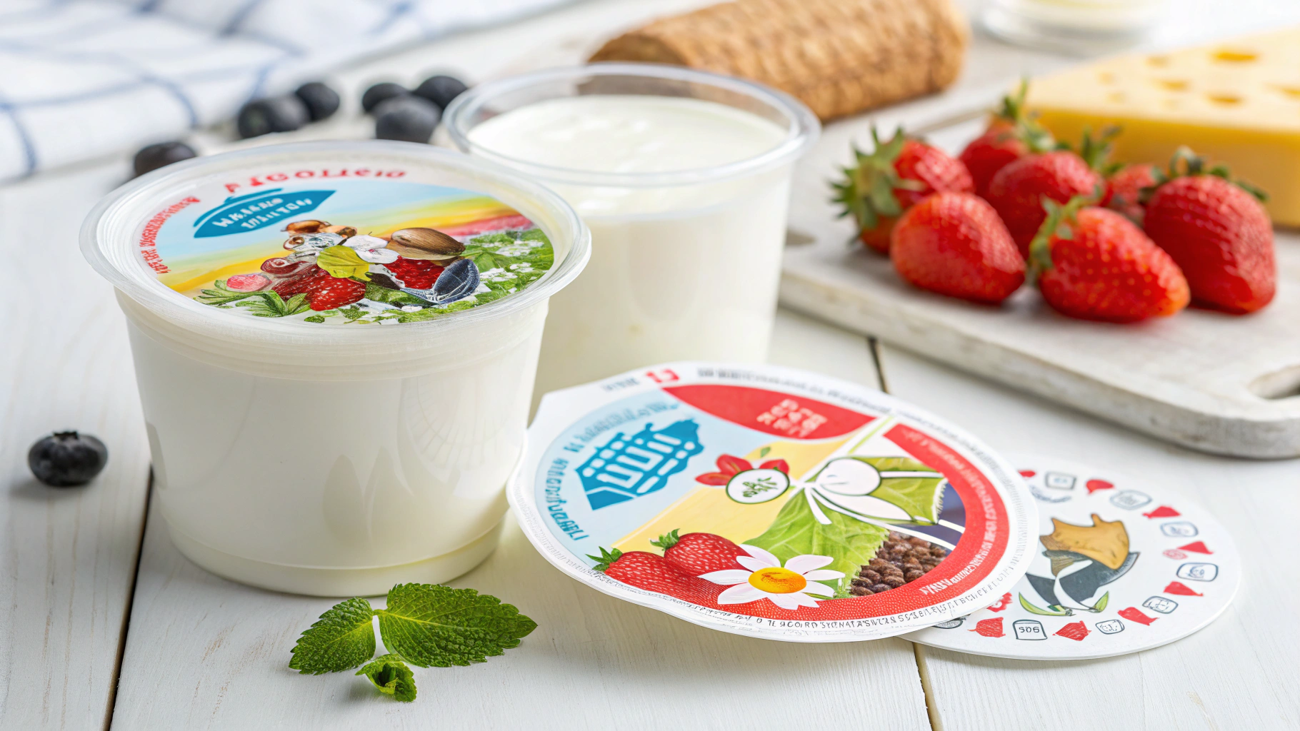 Sticker nhựa sữa trên sản phẩm thực phẩm