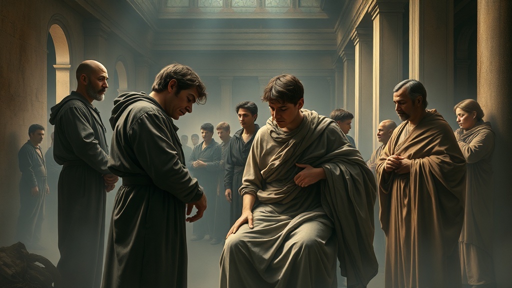 산업재해와 관련된 근로자와 사회 정의의 개념을 반영한 그림