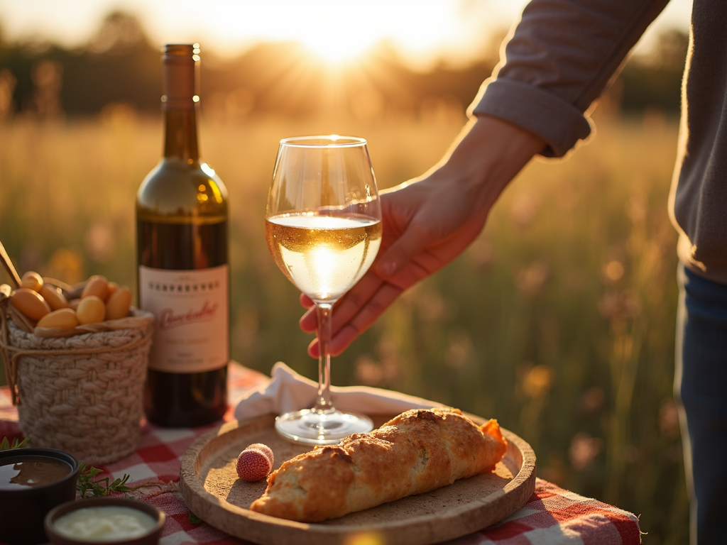 Glamping setting with wine