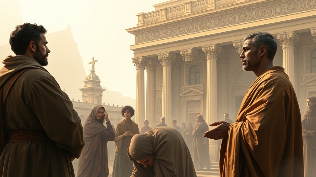 부동산 투자와 신앙의 균형에 대한 성찰을 비유적으로 표현한 장면