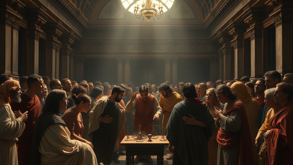 무질서와 혼란의 결과를 묘사한 종교적 장면