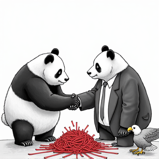 US and China Sign Trade Agreement single-panel cartoon