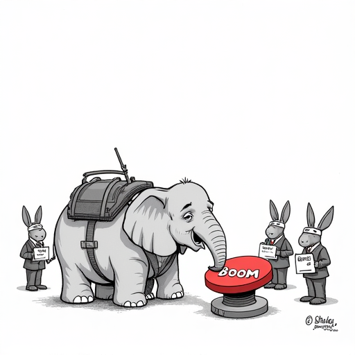 Senior Democrats Unaware of Operation Midnight Hammer single-panel cartoon