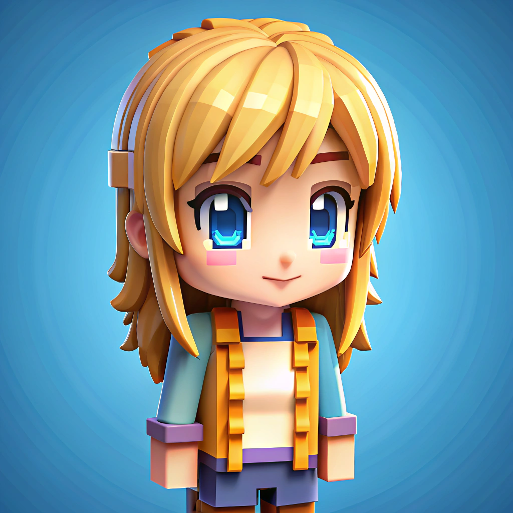 Minecraft Style Avatar: Blonde Pixelated Girl