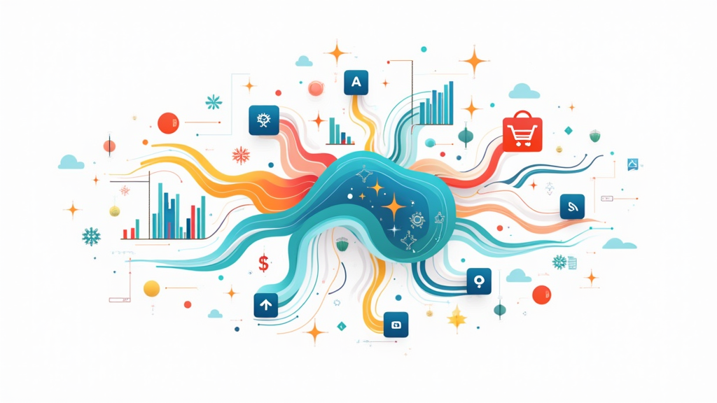 AI transforming data into forecasts illustration
