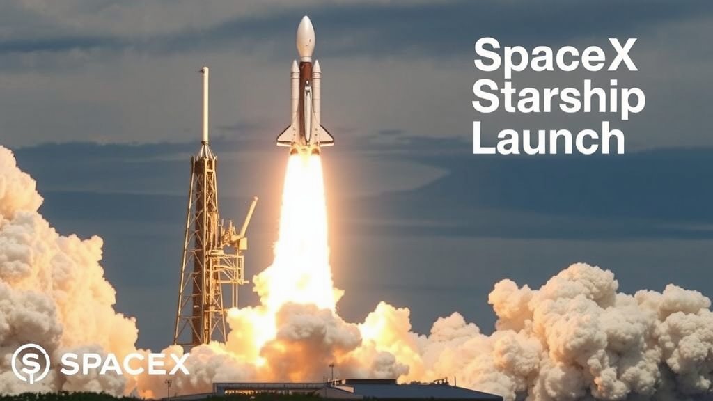 A realistic, high-quality image of the SpaceX Starship in orbit, with Earth in the background, showcasing its sleek design and the vastness of space. The image evokes the future of space travel and the role of SpaceX Starship Launch.