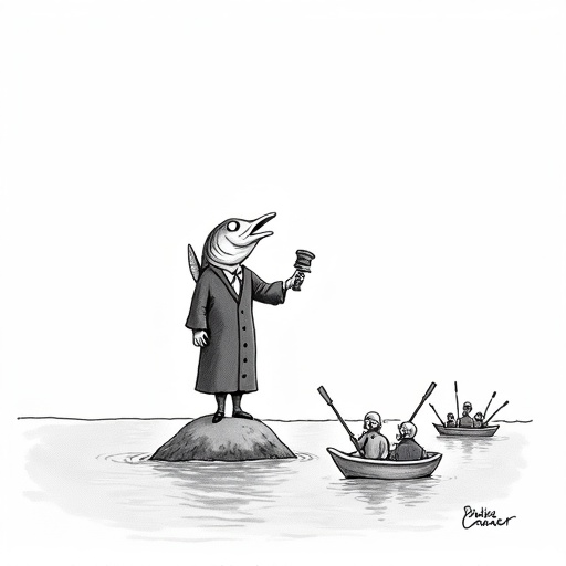 Judge Halts Commercial Fishing in Protected Pacific Area single-panel cartoon