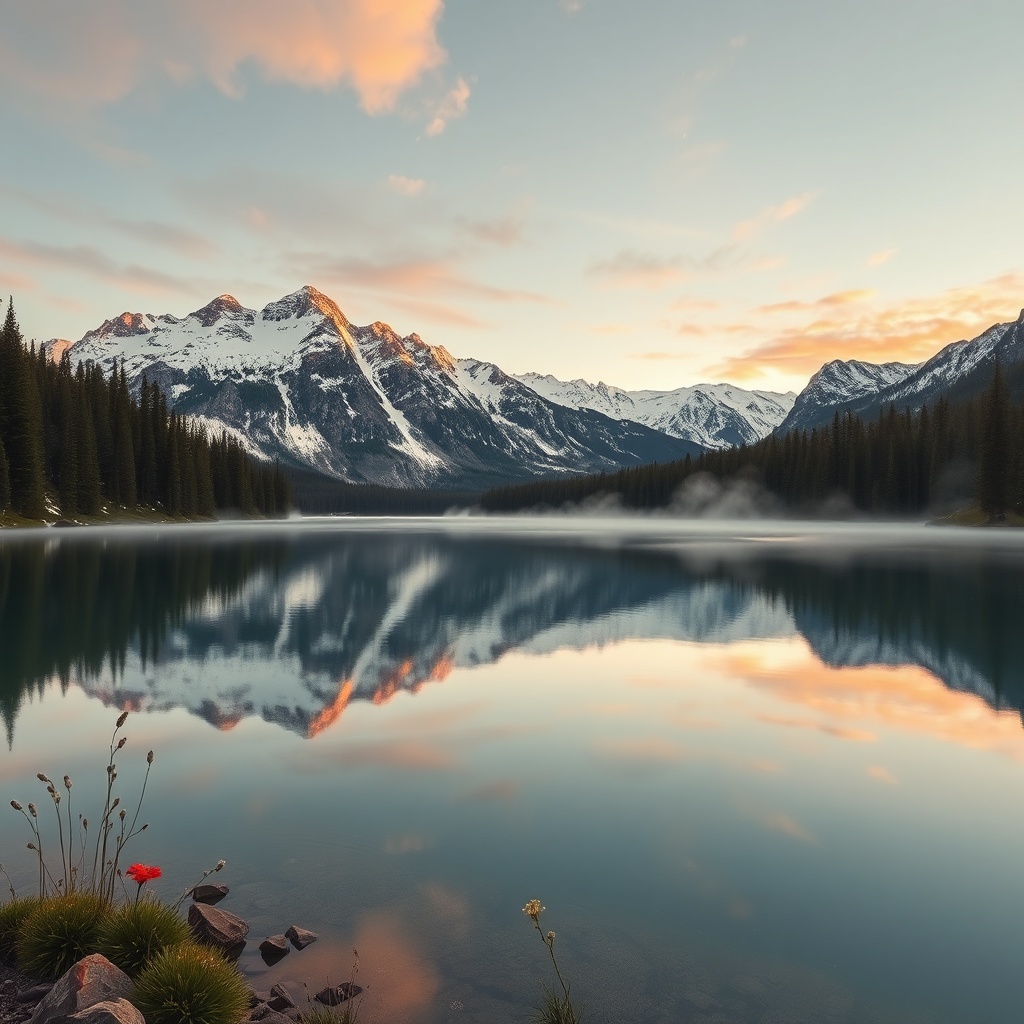 Mirror Lakes at Sunrise in Banff, Canada