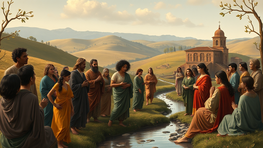 회복과 공동체 복원을 상징하는 평온한 풍경