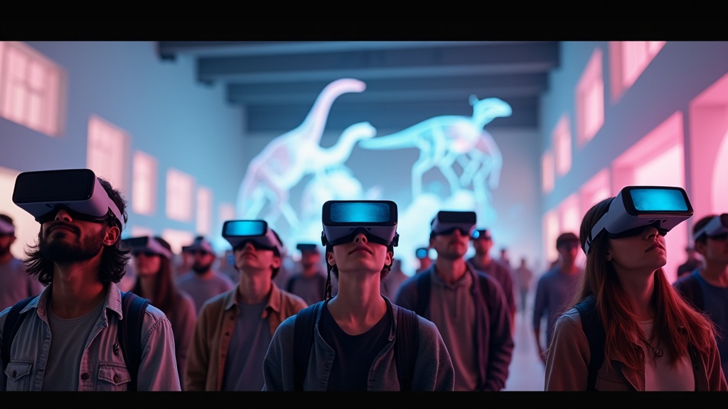 Una persona disfrutando de una experiencia de cine en realidad virtual en Avilés con animales virtuales.