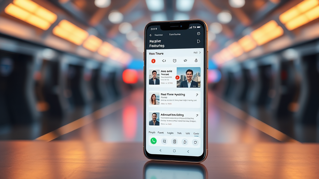 تصویری واقع‌گرایانه و با کیفیت از یک گوشی هوشمند که قابلیت‌های هوش مصنوعی مانند ترجمه همزمان یا ویرایش پیشرفته عکس را نمایش می‌دهد، با پس‌زمینه‌ای futuristic، در راستای اخبار گوشی‌های هوشمند.