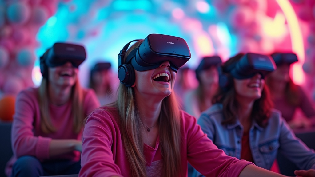 Detalle de los vibrantes paisajes de caramelo en el juego VR Sweet Escape, una experiencia inmersiva única en Barcelona.