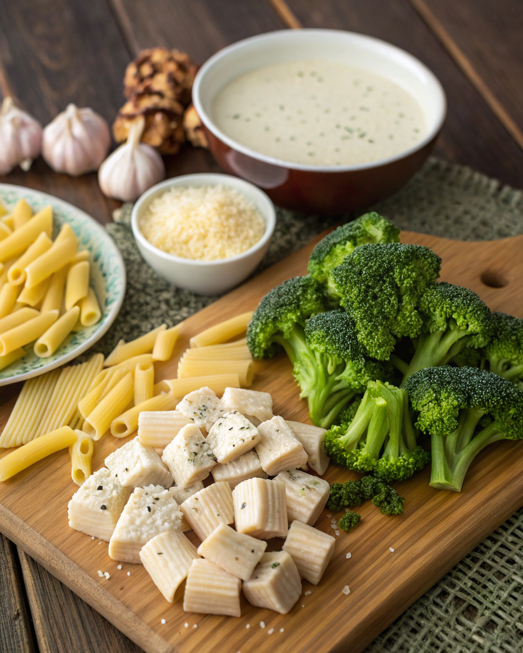 Creamy Chicken and Broccoli Pasta ngredients