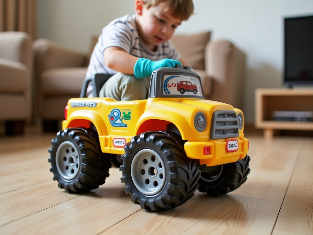 Child playing with tire twister RC car