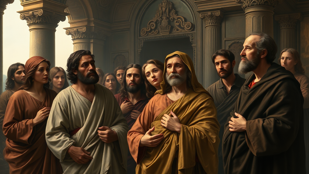 정직과 윤리를 표현한 종교적 장면