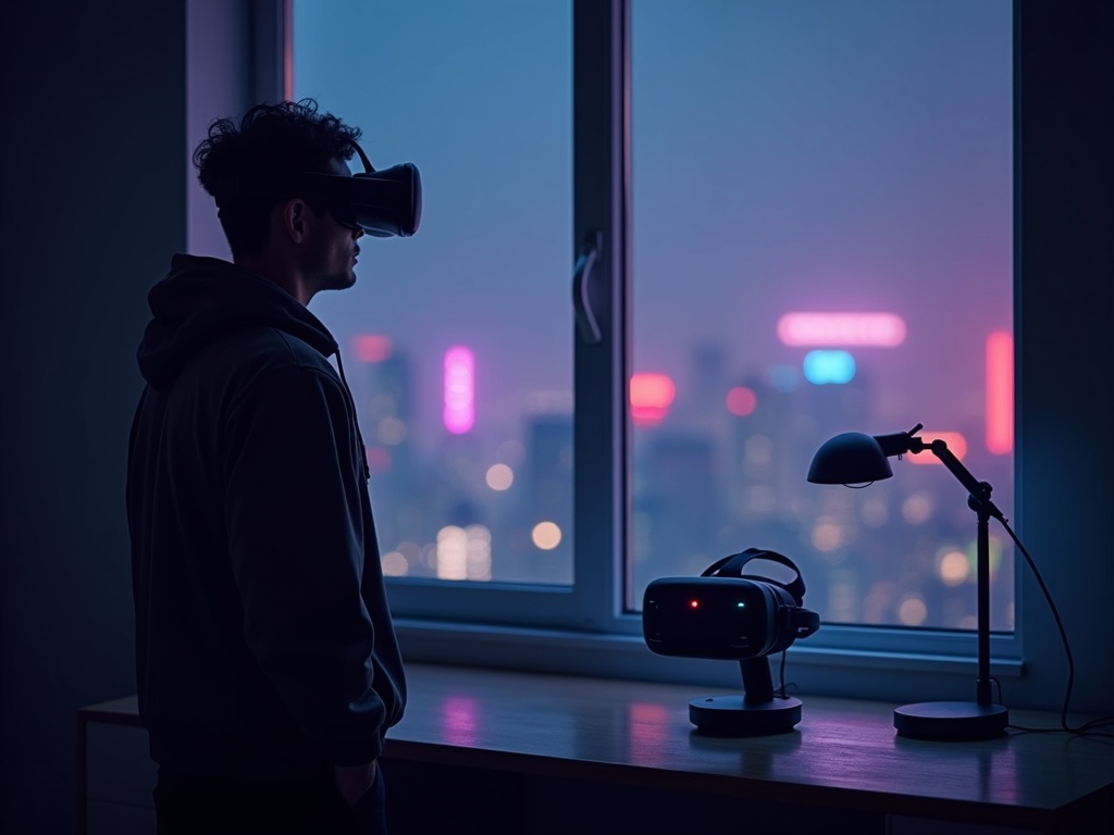 Jugador de VR disfrutando de total libertad de movimiento gracias al sistema de gestión de cables AMVR