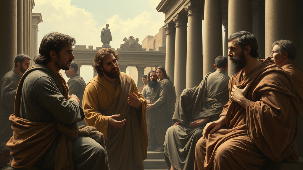 인간관계와 책임을 묘사한 종교적 장면