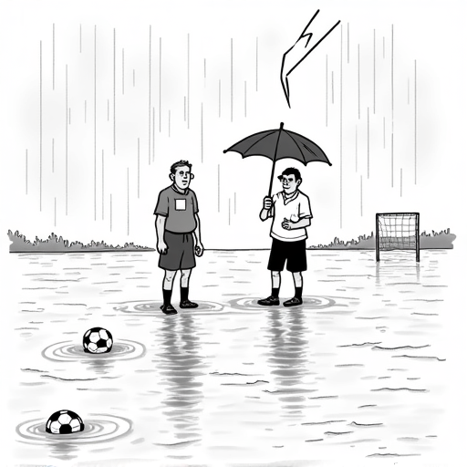 Chelsea coach criticizes Club World Cup storm delays single-panel cartoon