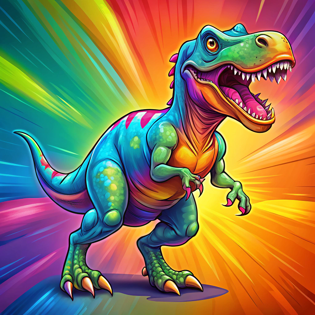 Colorful Sheen T-Rex Sprite Illustration