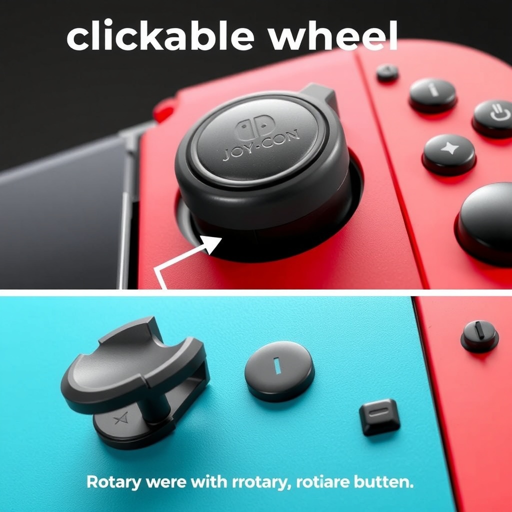 دسته بازی Joy-Con 2 با چرخ کلیکشونده و مکانیزم چرخان