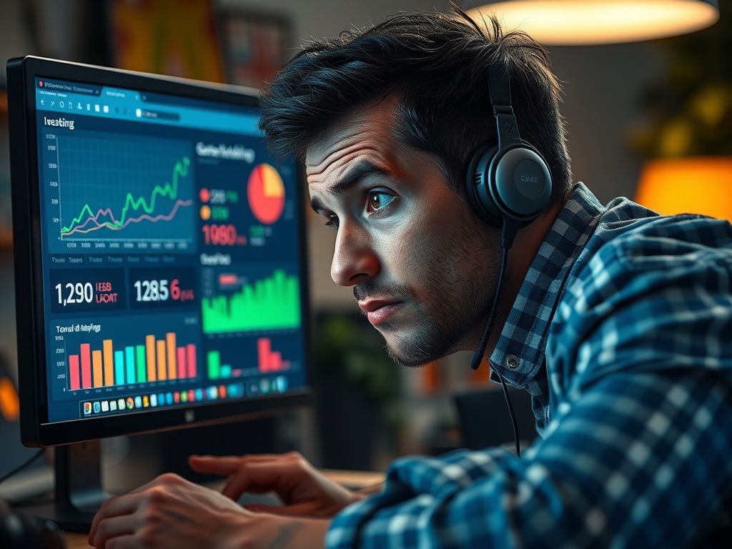 تصویری واقع‌گرایانه از یک توسعه‌دهنده بازی نگران که به صفحه مانیتور خود نگاه می‌کند و معیارهای توسعه بازی را می‌بیند، با طرحی ظریف از یک سند حقوقی، نشان‌دهنده نزاع حقوقی سابناتیکا ۲