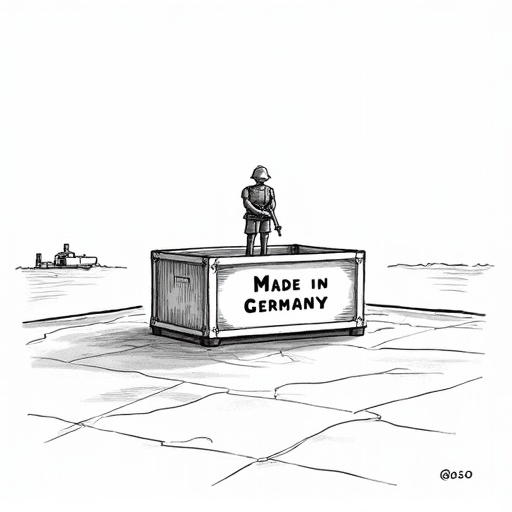 Germany Halts Military Equipment Exports to Gaza single-panel cartoon