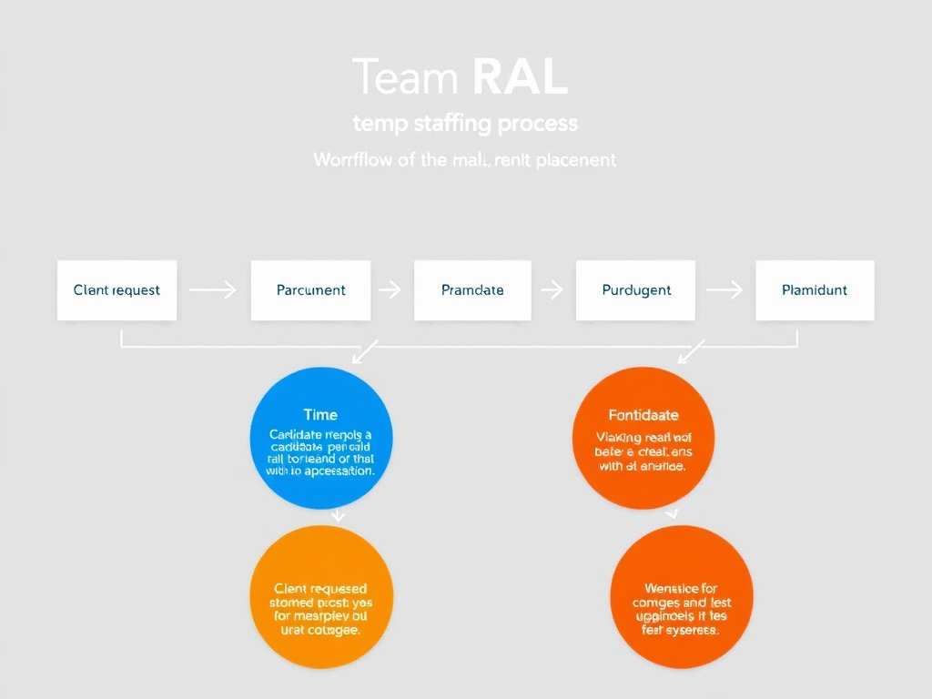 Diagram showing the Team RAL temp staffing process workflow, from client request to candidate placement, with clear steps and timeline