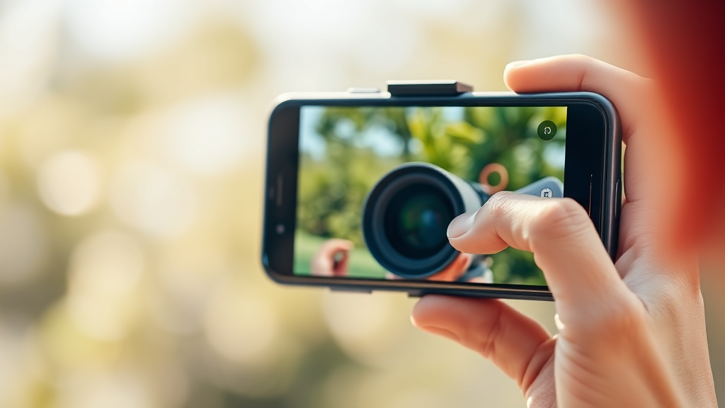 A person using a smartphone to capture a detailed macro photograph, showcasing the advanced smartphone news camera features.