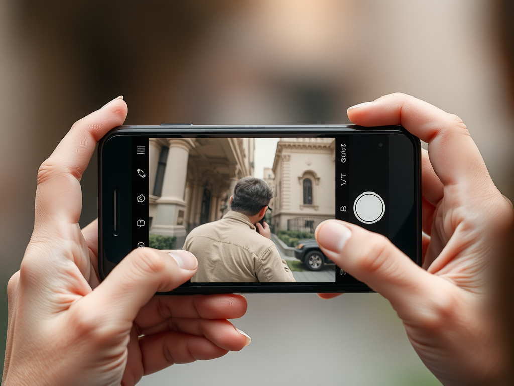 آیفون در حال عکاسی با فیلتر ظاهر فیلمی قدیمی
