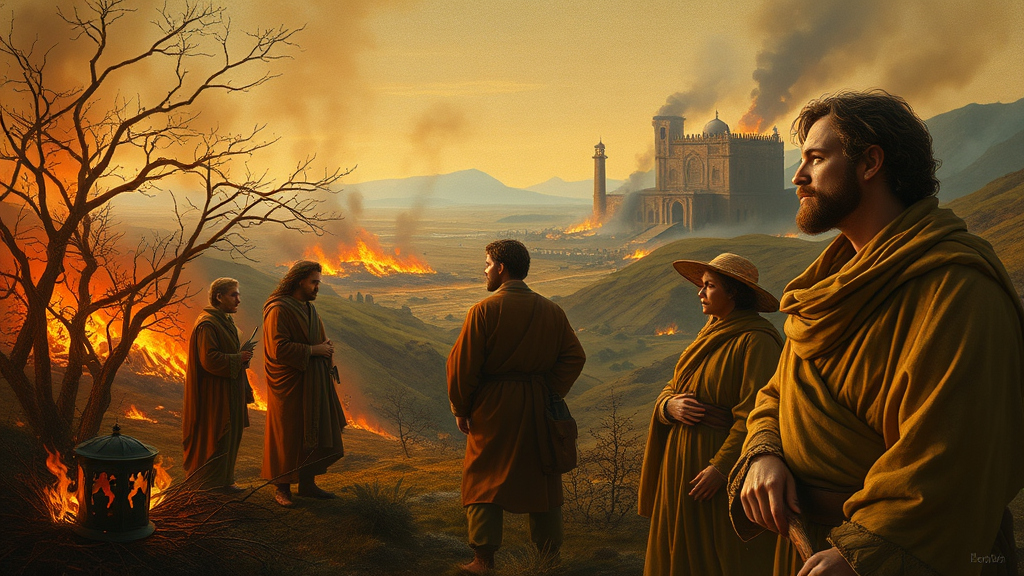 산불과 봄철 화재를 은유적으로 표현한 또 다른 그림