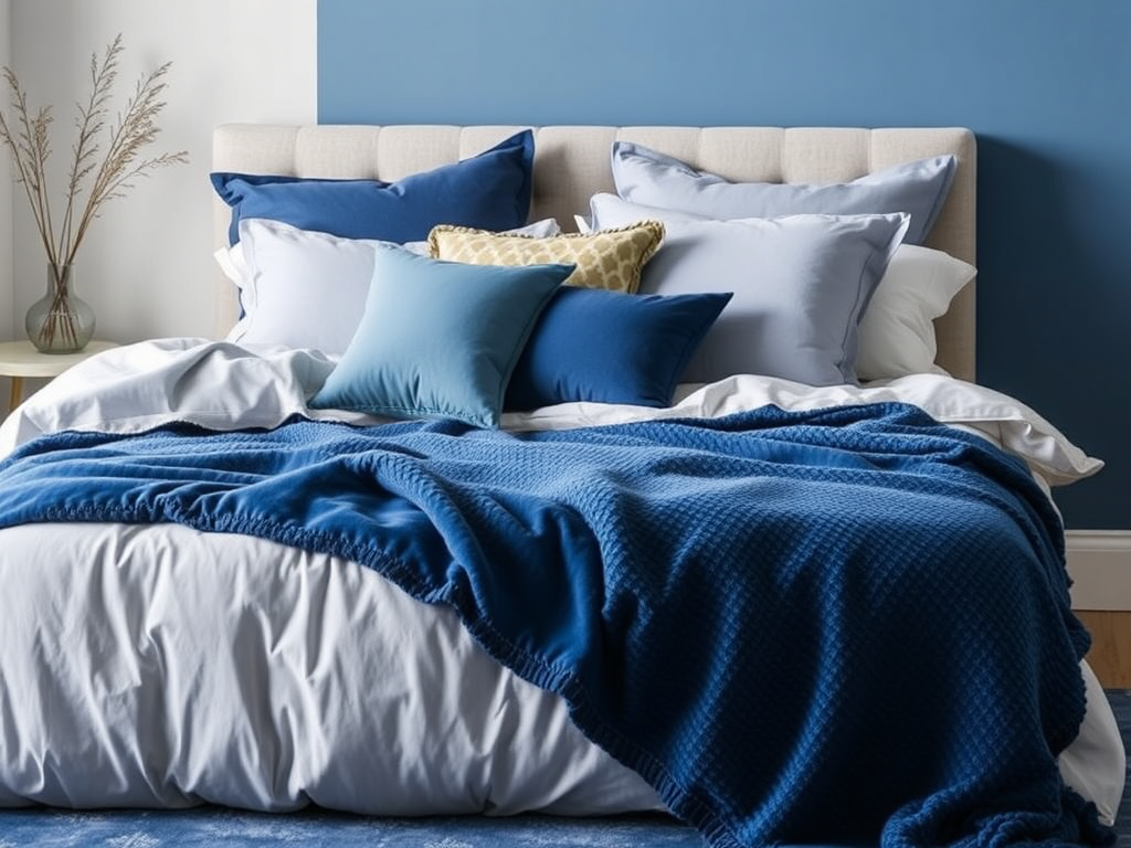 2. Layering Blue Textiles for Comfort and Depth