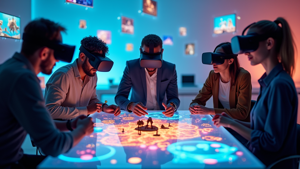 Jugadores interactuando en una partida de juegos de mesa VR