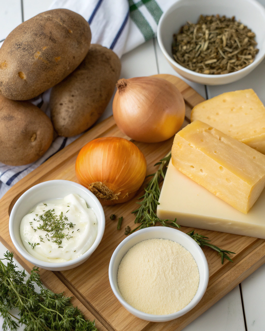 Hearty Cheddar Garlic Herb Potato Soup ngredients