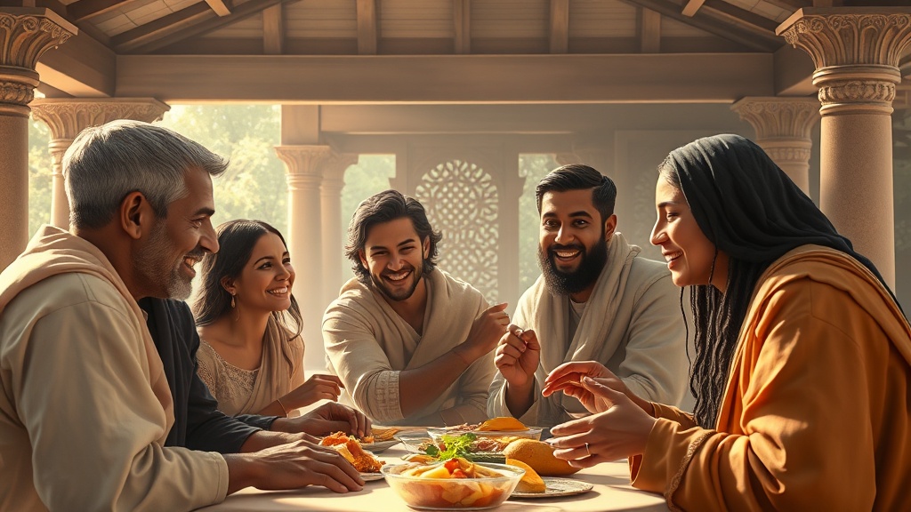 공동체의 사랑과 배려를 나타내는 장면