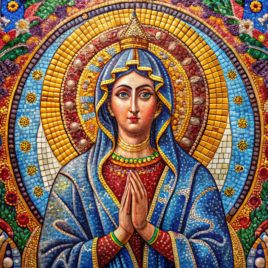 Vibrant Mosaic of the Virgin of Coromoto Art